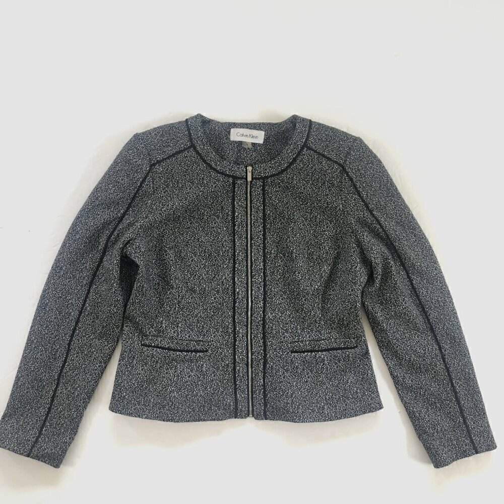 Calvin Klein Zip Front Career Professional Blazer Jacket Women’s SZ 12P